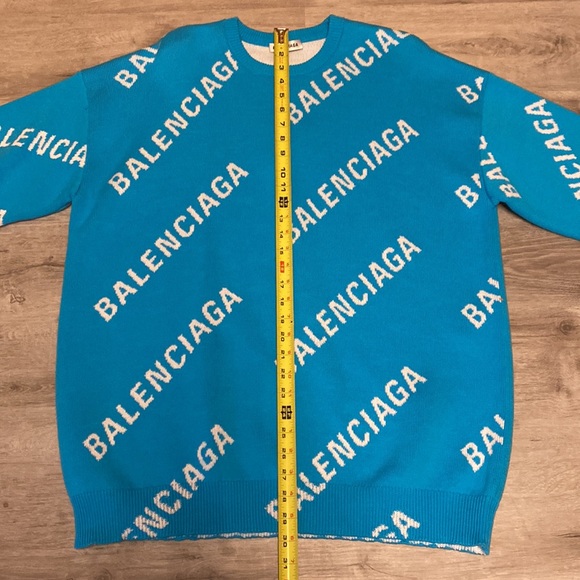 Balenciaga Baby Blue Repeat Logo Sweater - Large - Picture 6 of 9